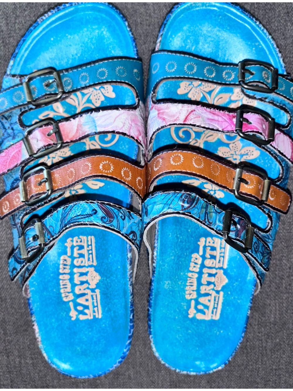 L'ARTISTE WOMEN'S CHAIMA SLIDE SANDALS TURQUOISE Sz 8 (38) Spring Step - Picture 4 of 5